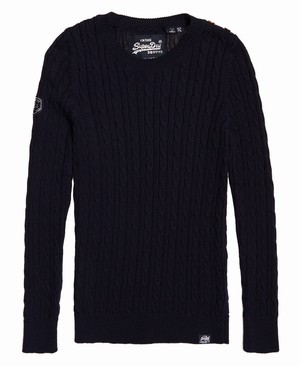 Superdry Croyde Bay Cable Női Kötöttáru Sötétkék | JIRXN6259